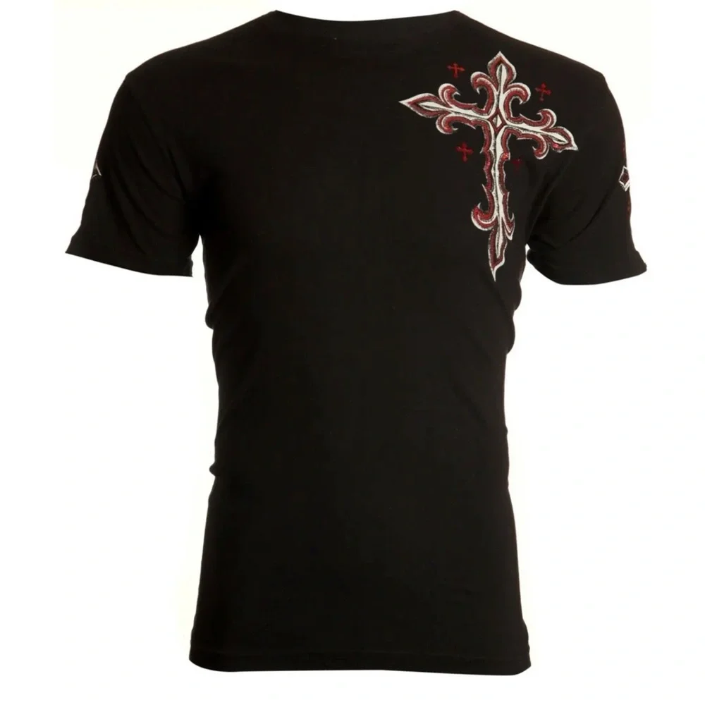 ARCHAIC by AFFLICTION Mens T-shirt Spine Wings Black Regular Fit S-4XL - Picture 4 of 9